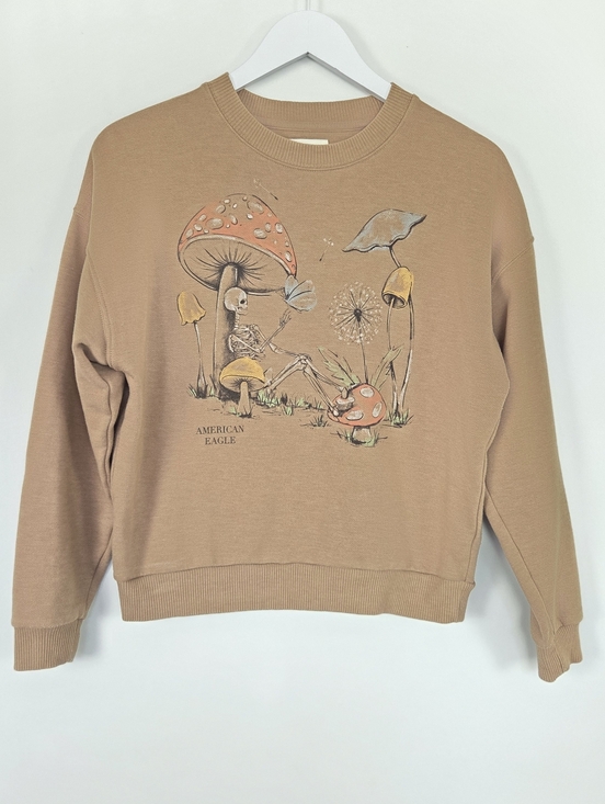American Eagle Outfitters Tops - American Eagle Outfitters Skeleton Mushroom Crewneck Sweatshirt Size XS